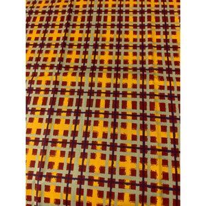 Vintage Plaid Fabric 1/2 Yard Orange & Red Cotton Textiles For Crafting & Quilti